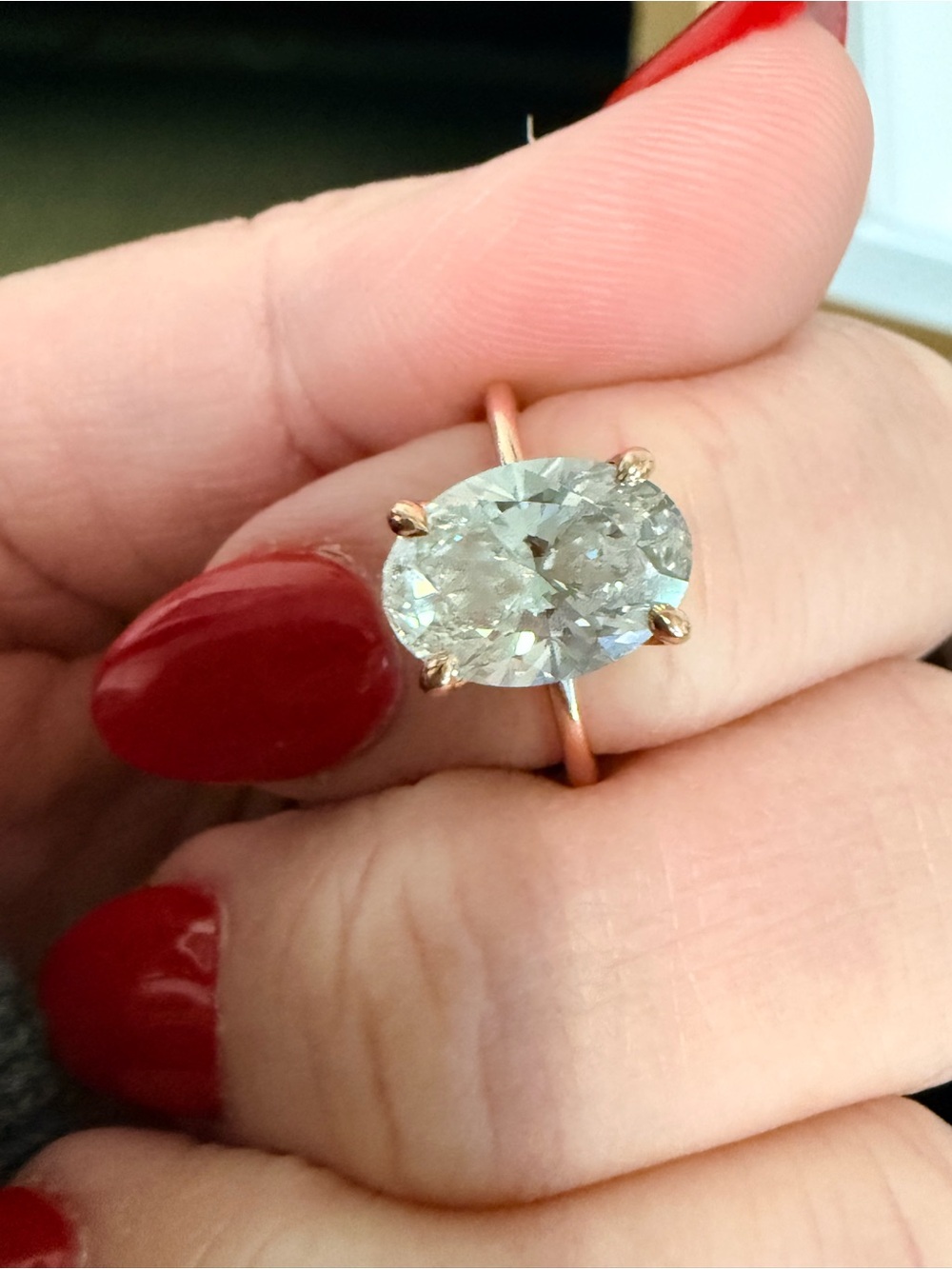 Brilliant Earth Rose Gold Oval lab grown diamond Engagement Ring - Picture 9 of 12